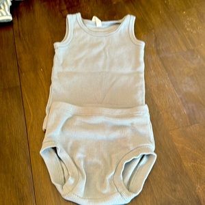 Quincy Mae Ribbed Tank + Bloomer Set | Sky size 3-6mo